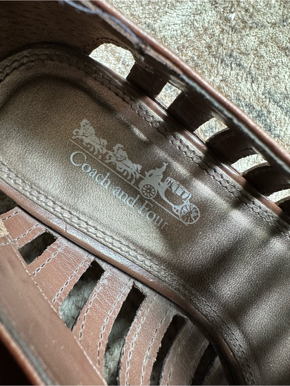 Coach and Four Jilley Leather Women Wedge
Sandal Pep Toe Shoes Sz
6.5M - Picture 5 of 8